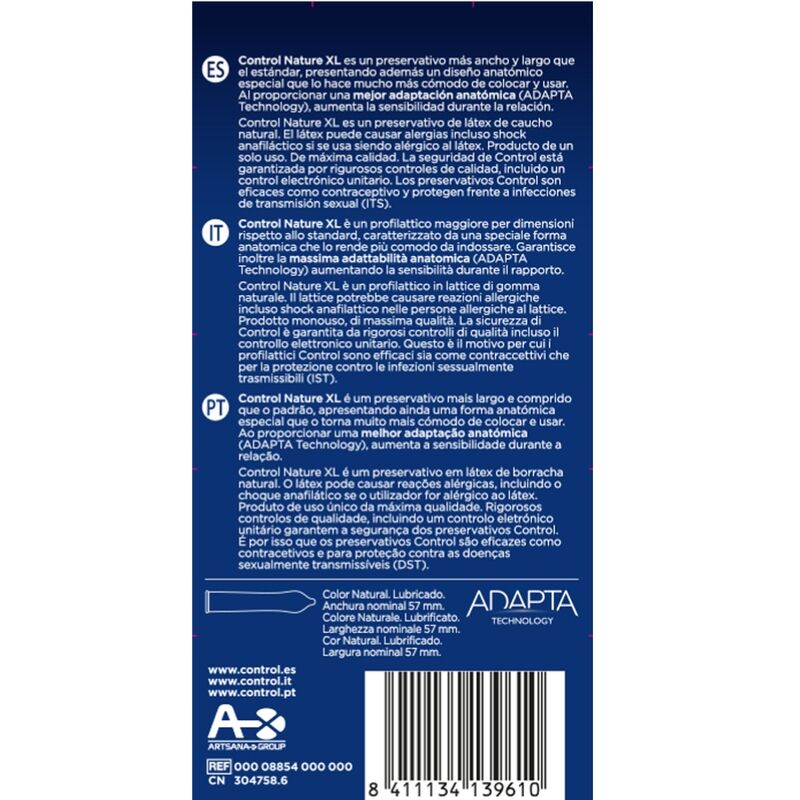 Preservativos Control Adapta Nature XL 12 Uds