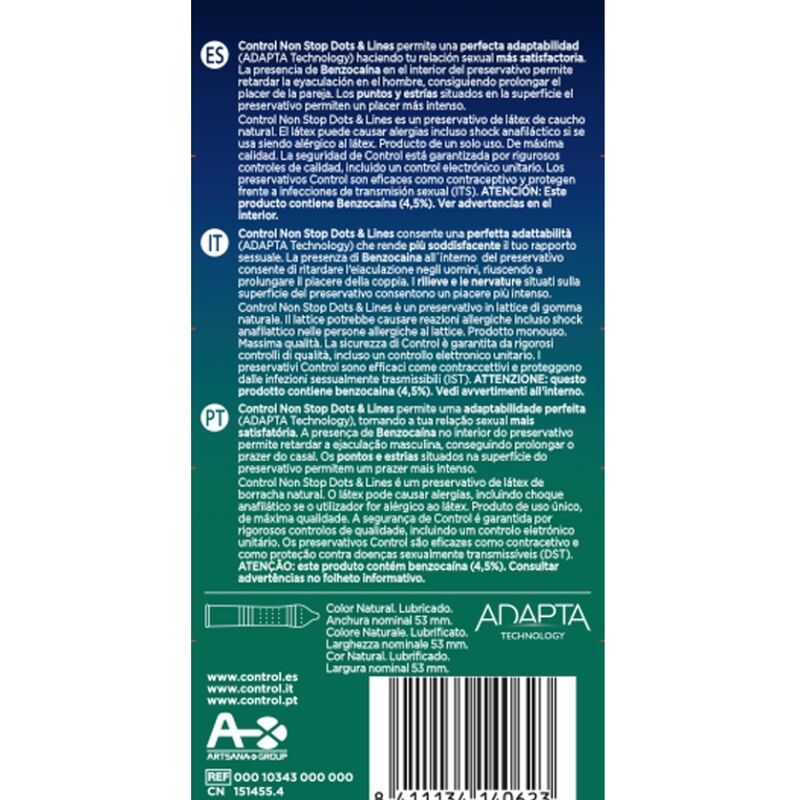 Preservativos Control Nonstop Puntos Y Estrias 12 Uds