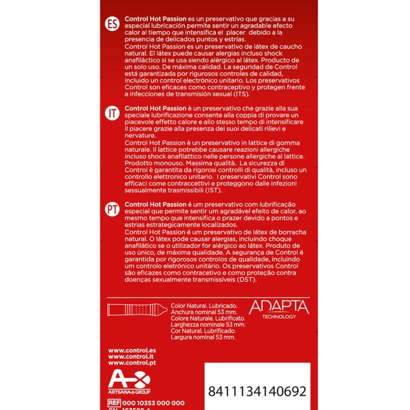 Preservativos Control Hot Passion Efecto Calor 10 Uds