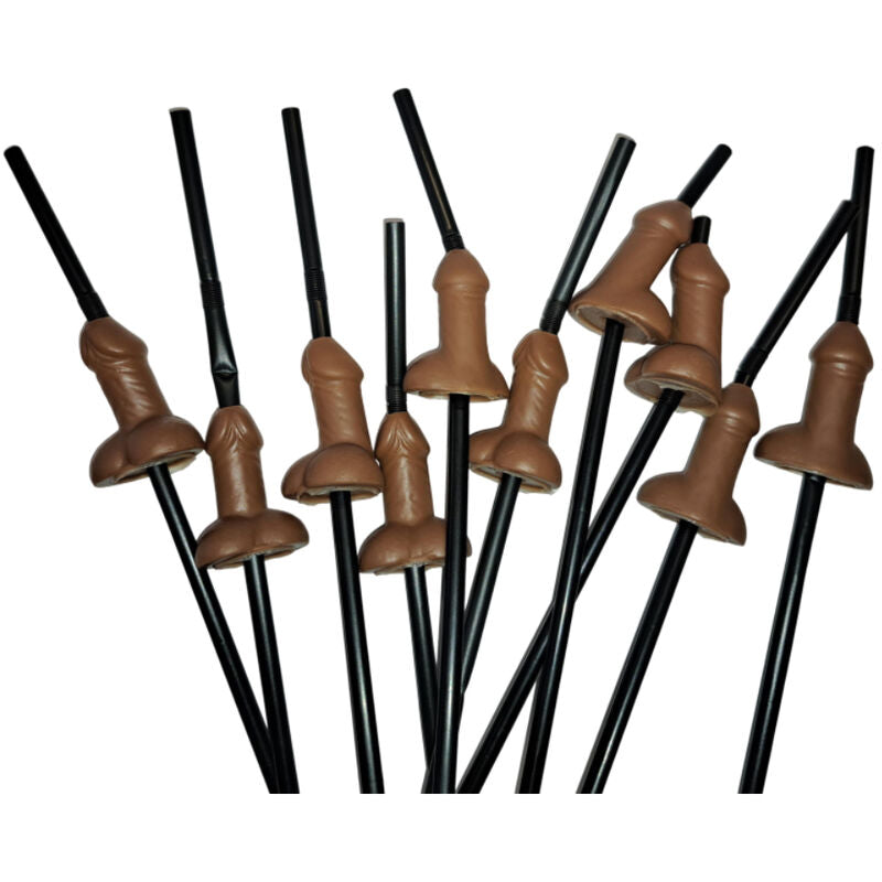Pajitas Con Pene Negro - 10 Uds
