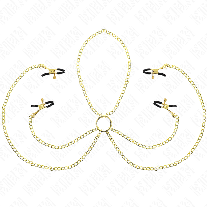 Pinzas Para Pezones Y Clítoris 4 Enganches Ajustable Dorado