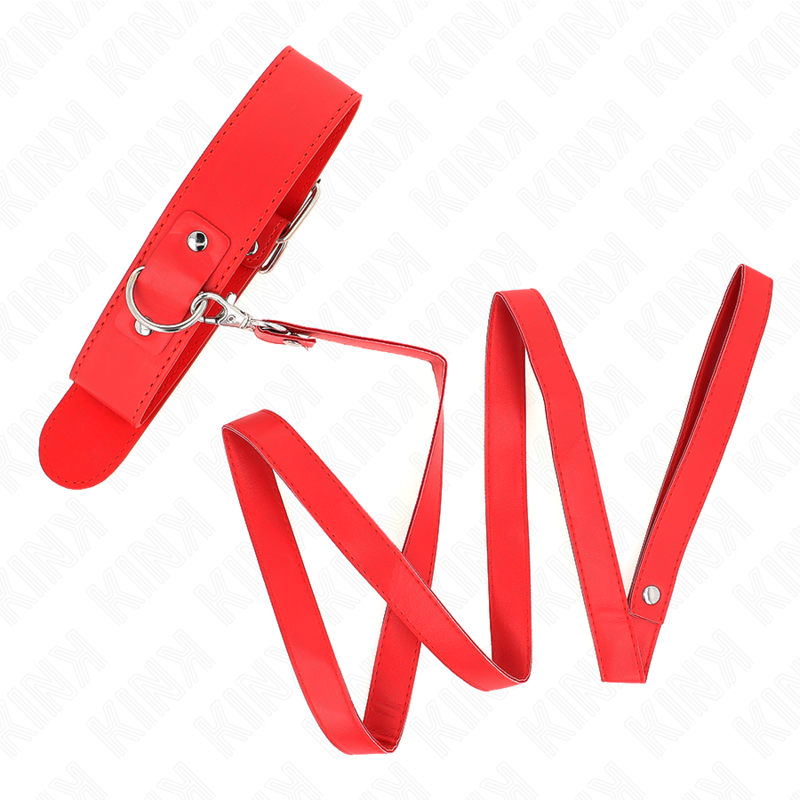 Collar Con Correa 116 Cm Fino Rojo Ajustable 32-50 Cm X 8 Cm