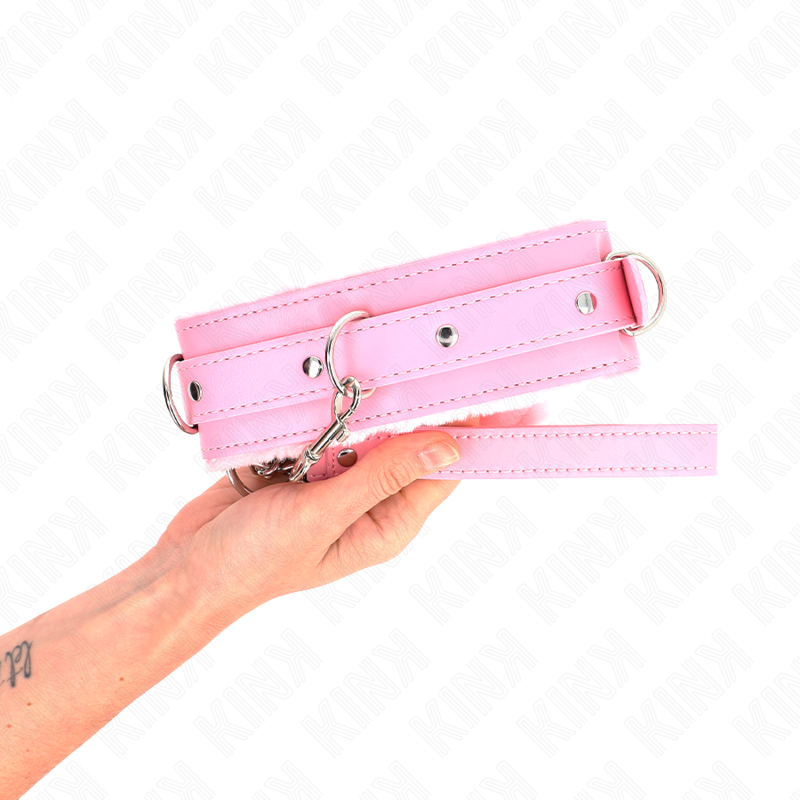 Collar Con Correa 65 Cm Con Restricciones Rosa Ajustable 36-42 Cm X 5.5 Cm
