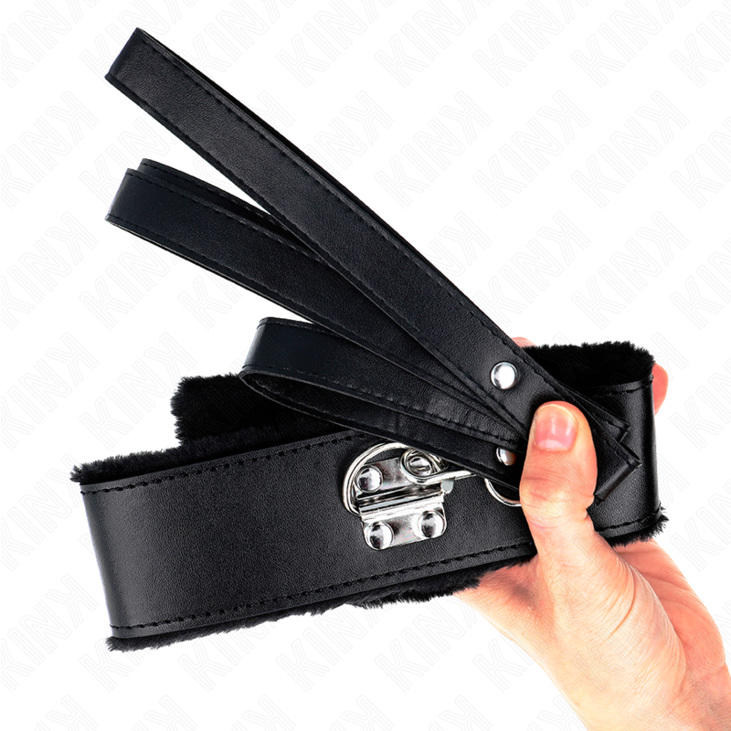 Collar Con Correa 116 Cm Con Tachuelas Plateadas Modelo 4 Negro Ajustable 40-48 Cm X 6 Cm