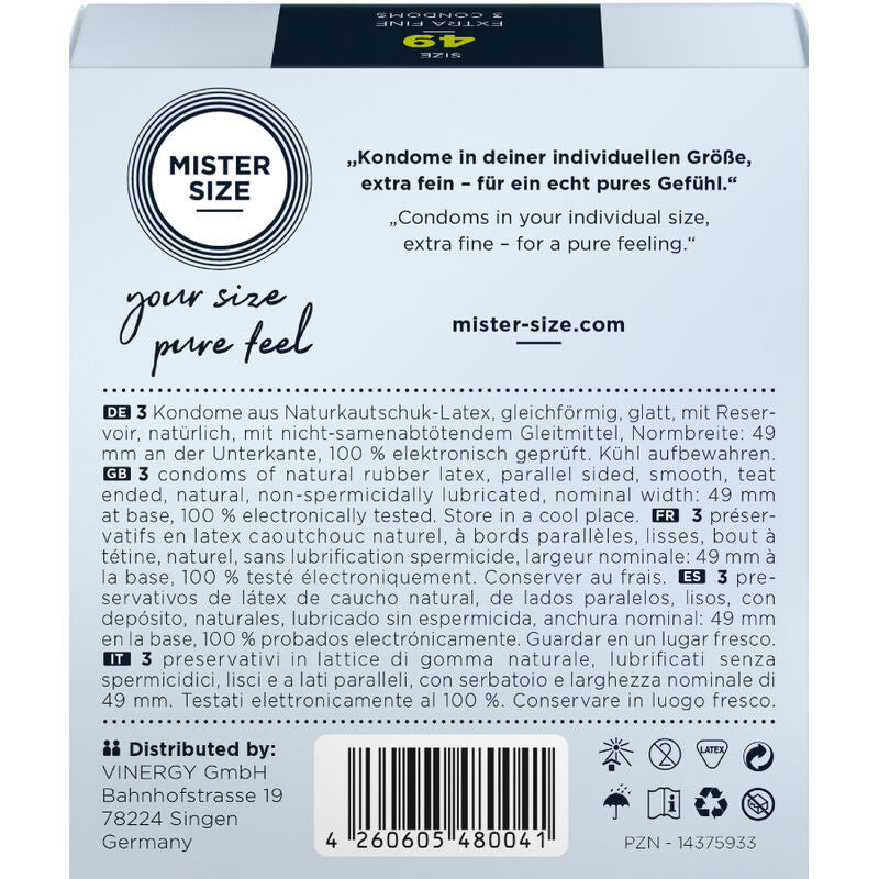 Preservativos Mister Size S 49 MM 3 Uds