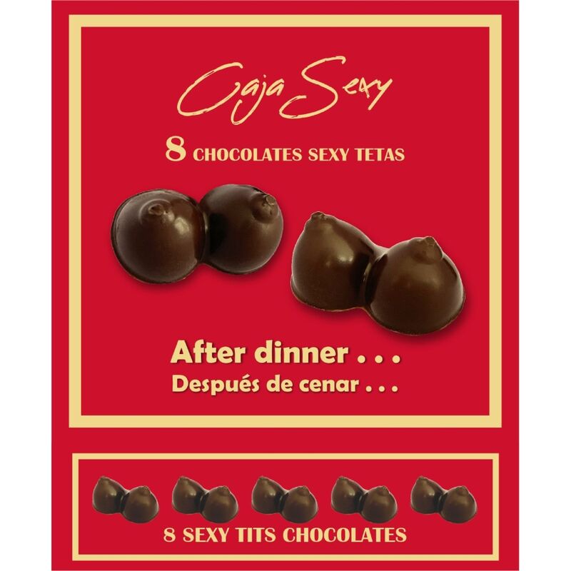 DIABLO PICANTE - CAJA 8 CHOCOLATINAS FORMA DE PECHOS