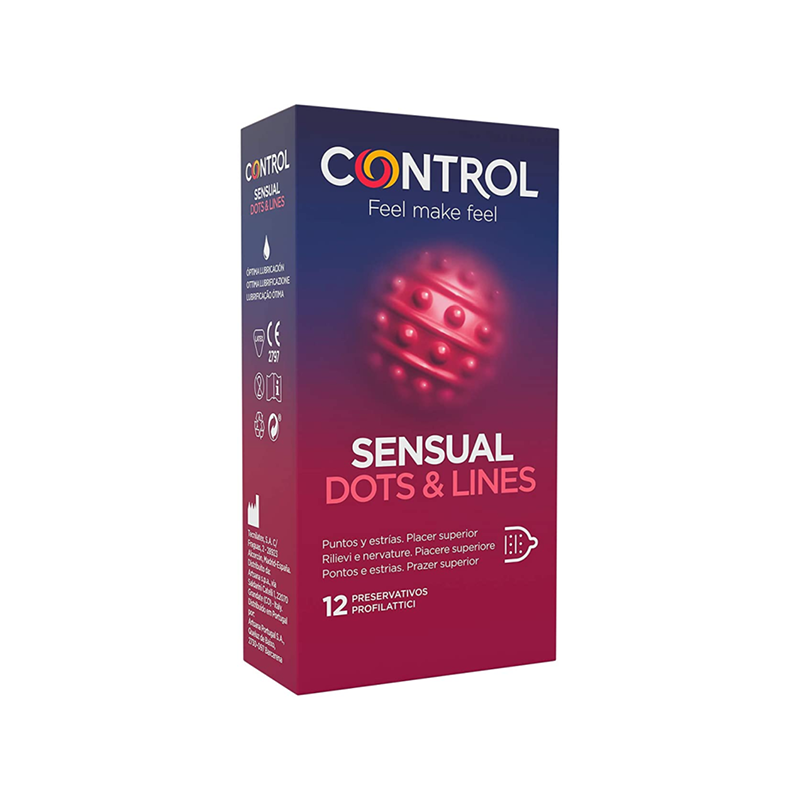 Preservativos Control Sensual Dots & Lines Puntos Y Estrias 12 Uds