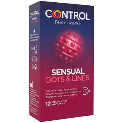 Preservativos Control Sensual Dots & Lines Puntos Y Estrias 12 Uds