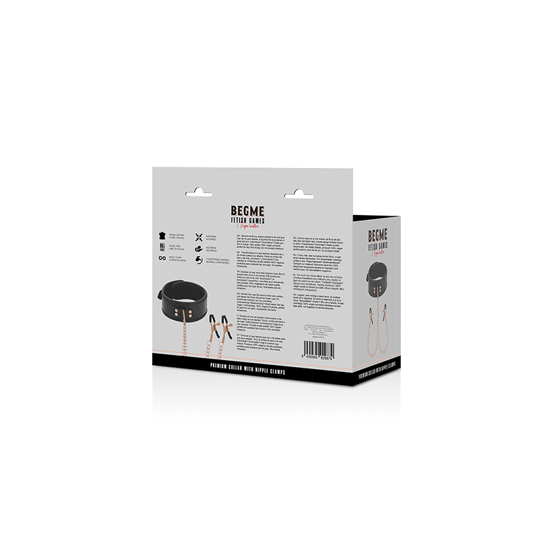 Black Edition Collar Con Cadenas Y Pinzas Pezones Con Forro De Neopreno