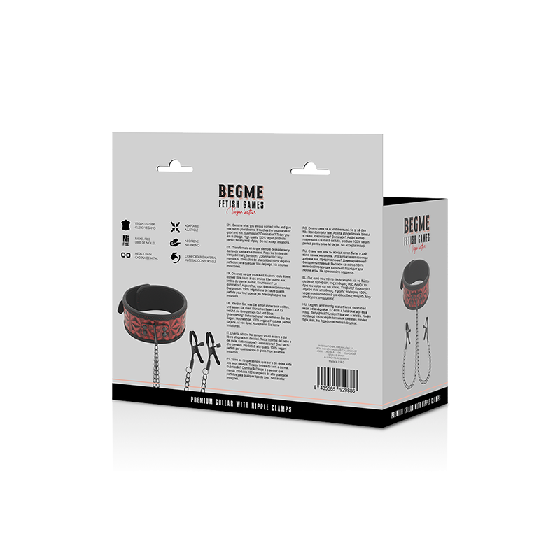 Red Edition Collar Con Cadenas Y Pinzas Pezones Con Forro De Neopreno