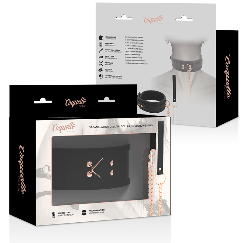 Fantasy Collar Cuero Vegano Con Correa Y Forro De Neopreno