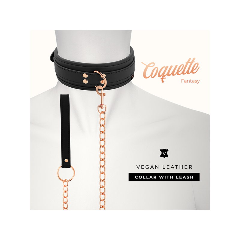 Fantasy Collar Cuero Vegano Con Correa Y Forro De Neopreno