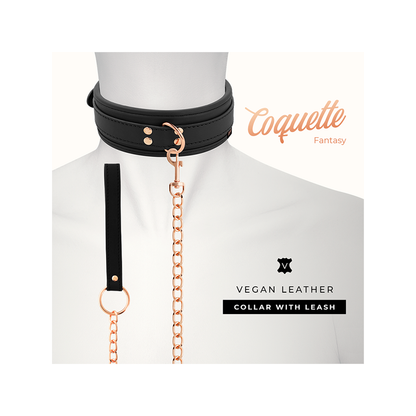 Fantasy Collar Cuero Vegano Con Correa Y Forro De Neopreno