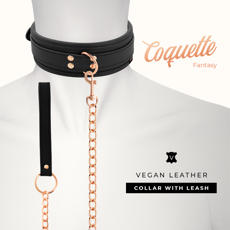 Fantasy Collar Cuero Vegano Con Correa Y Forro De Neopreno