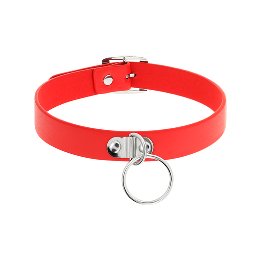 Collar Cuero Vegano Rojo Accesorio Woman Fetish