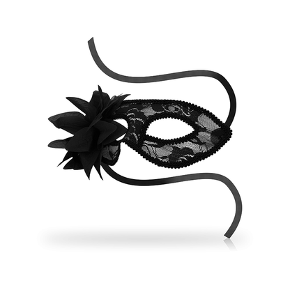 Masks Antifaz Con Encajes Y Flor Negro