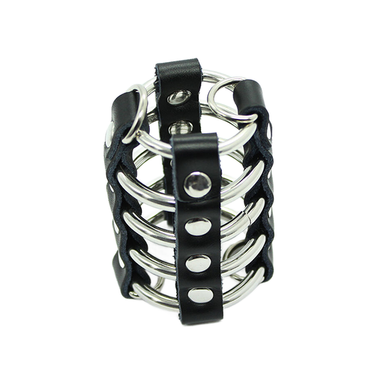 Jaula Pene Con Anillas Metalicas Y Correas Piel