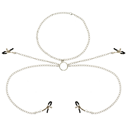 4 Pinzas Pezones Con Collar De Cadenas