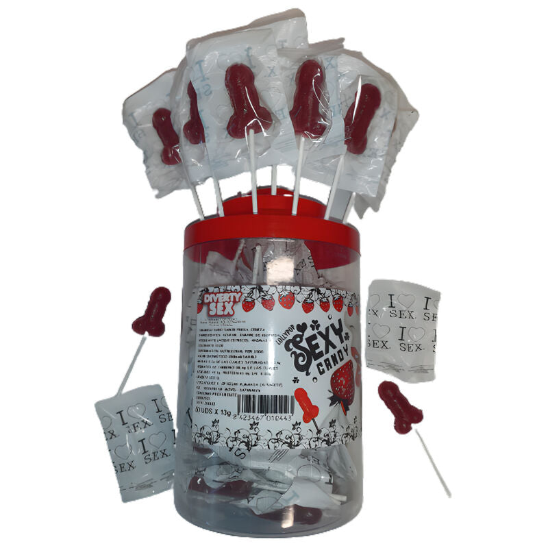 Bote 50 Piruletas Pito Caramelo Fresa Y Cereza (50 Unidades)