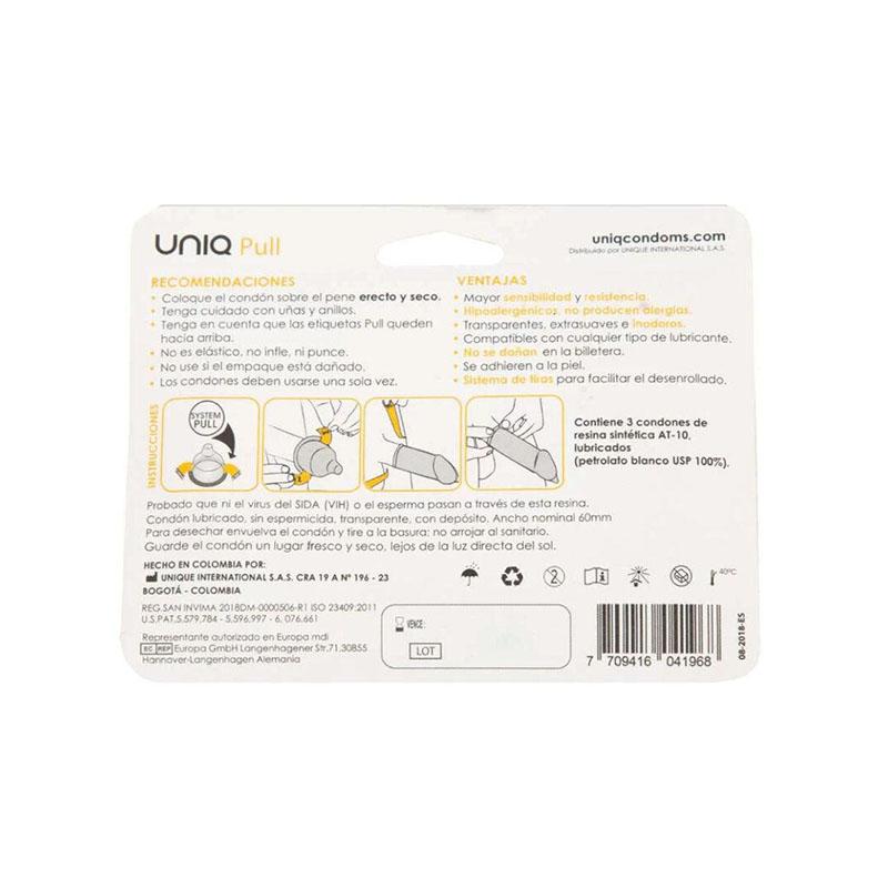 Preservativos Uniq Pull Con Tiras Sin Latex 3 Uds