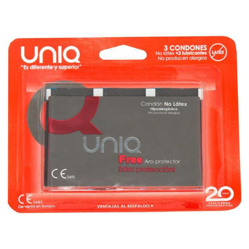 Preservativos Uniq Free Con Aro Protector Sin Latex 3 Uds