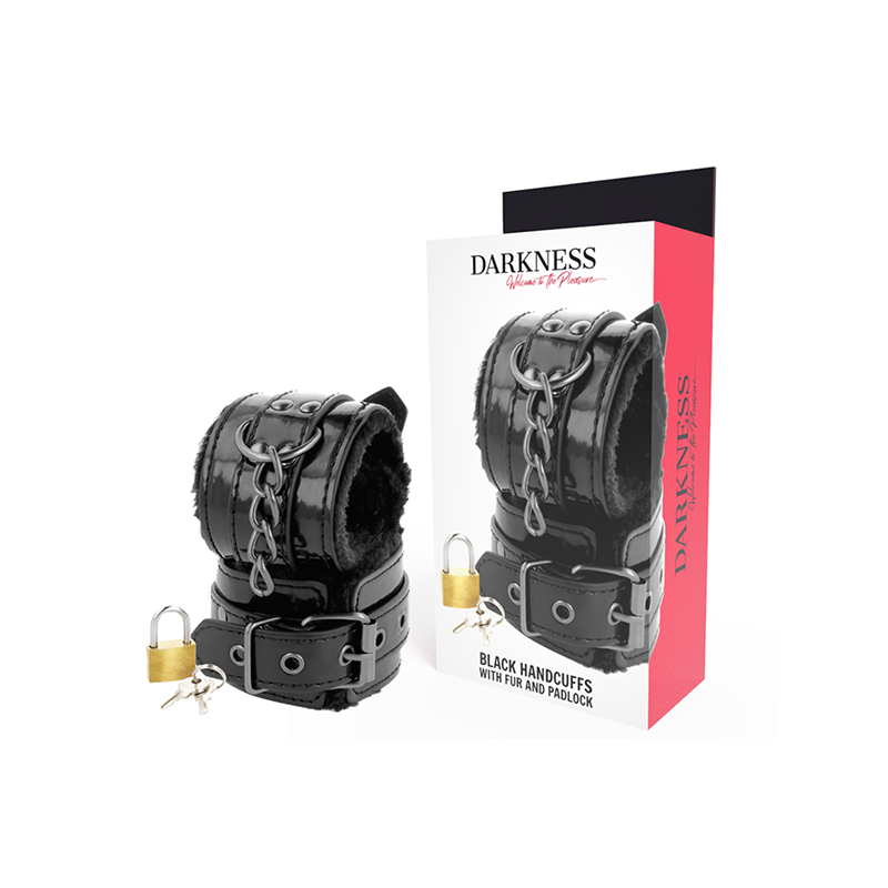 Esposas Cuero Ajustables Manos Negro Con Candado