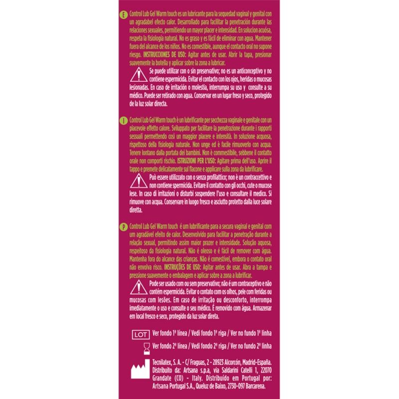 Lubricante Control Lub Efecto Calor 75 ML