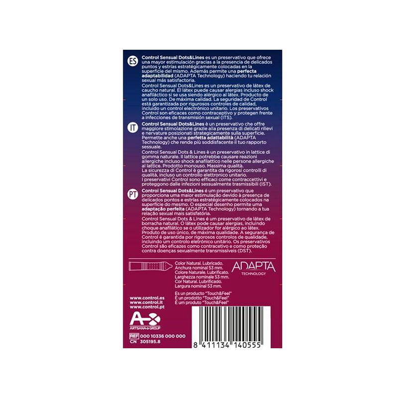 Preservativos Control Sensual Dots & Lines Puntos Y Estrias 12 Uds