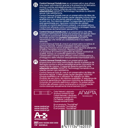Preservativos Control Sensual Dots & Lines Puntos Y Estrias 12 Uds