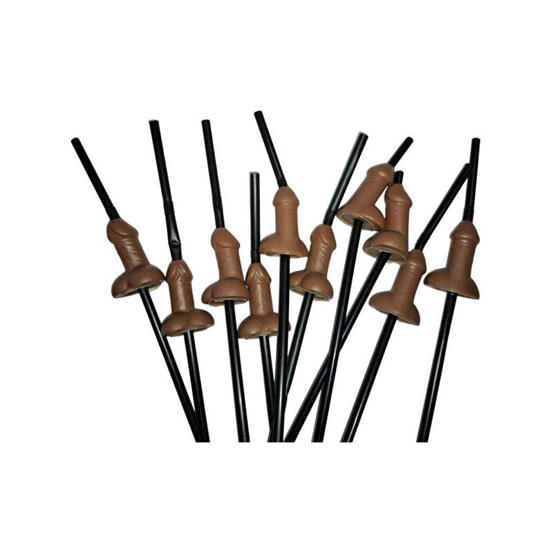 Pajitas Con Pene Negro - 10 Uds