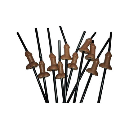 Pajitas Con Pene Negro - 10 Uds