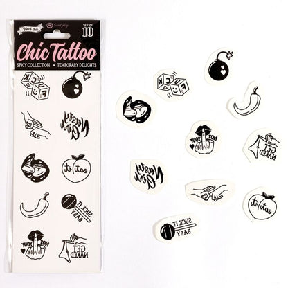 Set De 10 Tattoos Temporales Spicy Collection