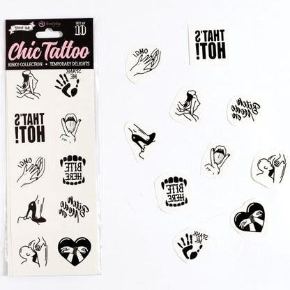 Set De 10 Tattoos Temporales Kinky Collection