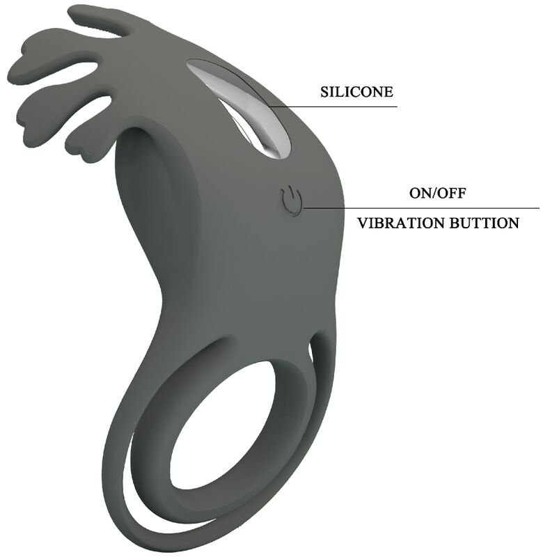 PRETTY LOVE - RUBEN DOBLE ANILLO VIBRADOR CON ESTIMULADOR GRIS