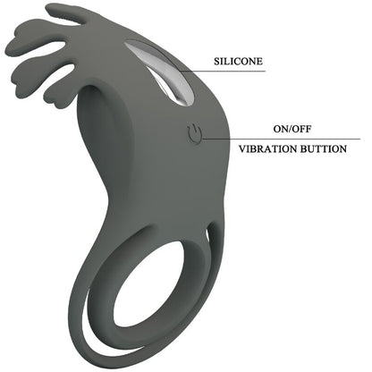 PRETTY LOVE - RUBEN DOBLE ANILLO VIBRADOR CON ESTIMULADOR GRIS