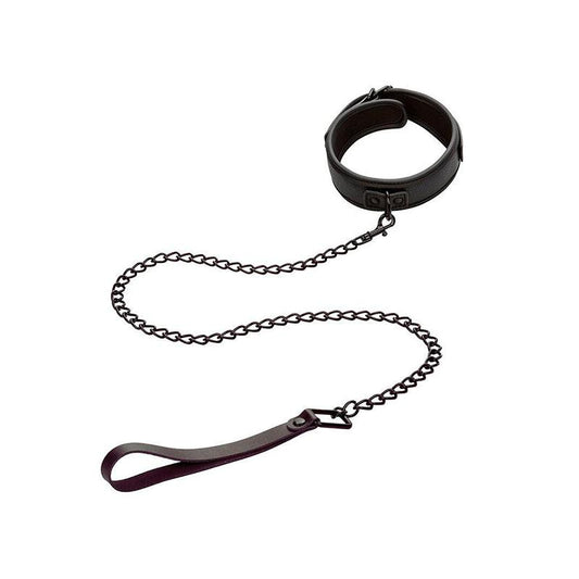 Nocturnal Collar Y Correa Cuero Ajustable Negro