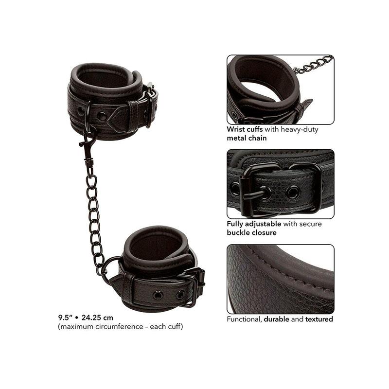 Nocturnal Esposas Cuero Ajustable Negro