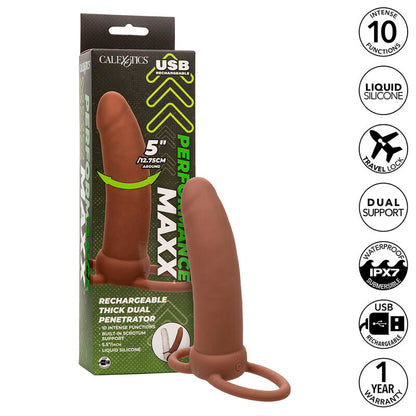 Maxx Doble Penetrador Grueso 10 Vibraciones Mulato