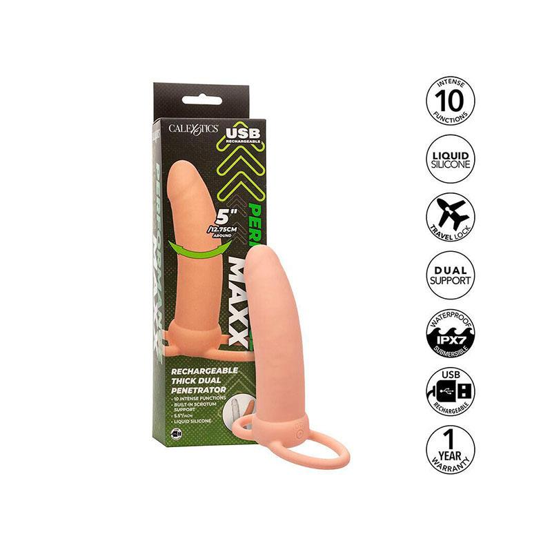Maxx Doble Penetrador Grueso 10 Vibraciones Natural