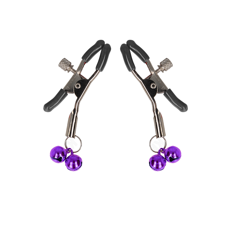 Pinzas Para Pezones Con Doble Campanilla Violeta 6 Cm