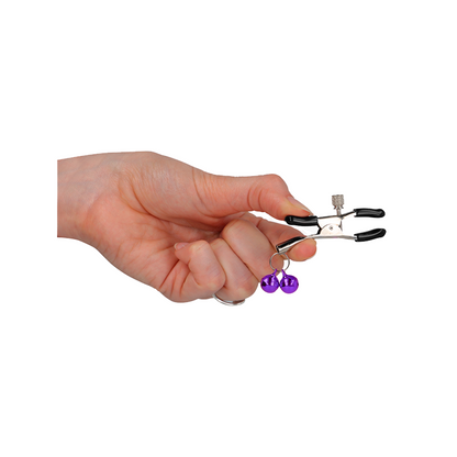 Pinzas Para Pezones Con Doble Campanilla Violeta 6 Cm