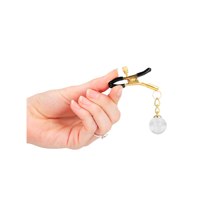 Pinzas Para Pezones Doradas Con Colgante De Vidrio 6 Cm