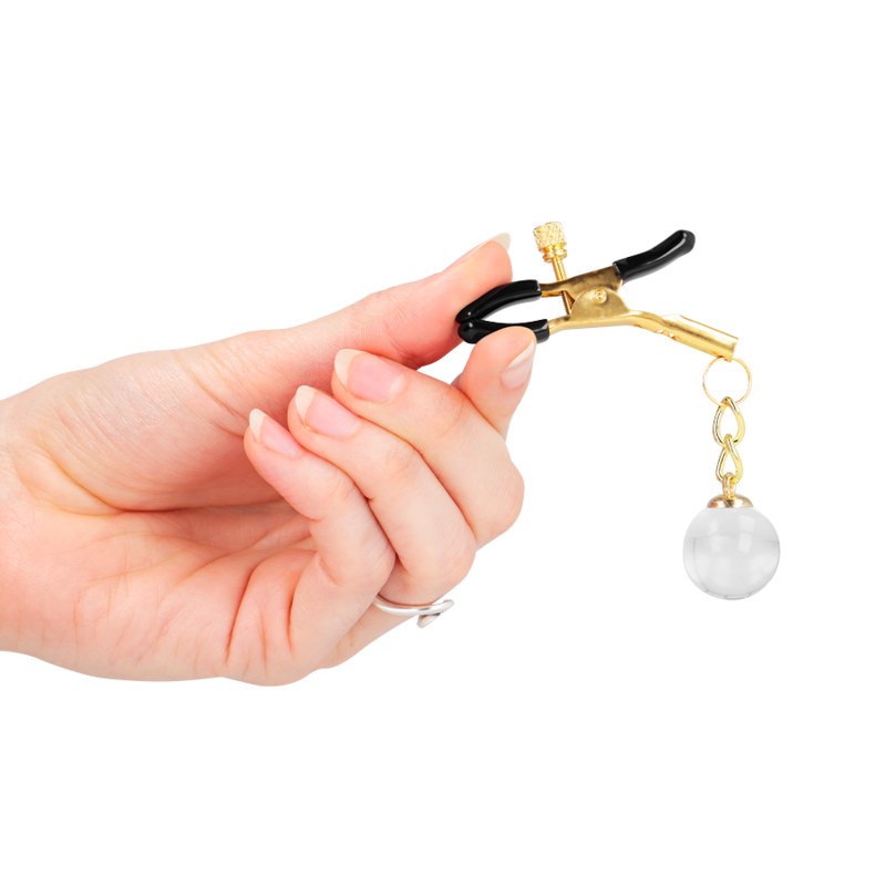Pinzas Para Pezones Doradas Con Colgante De Vidrio 6 Cm