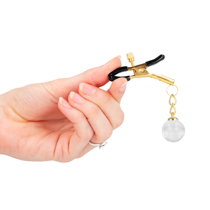 Pinzas Para Pezones Doradas Con Colgante De Vidrio 6 Cm