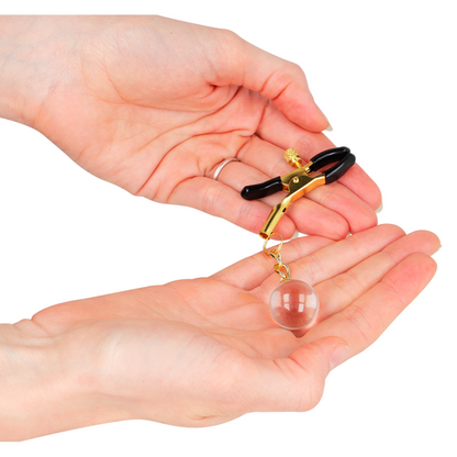 Pinzas Para Pezones Doradas Con Colgante De Vidrio 6 Cm