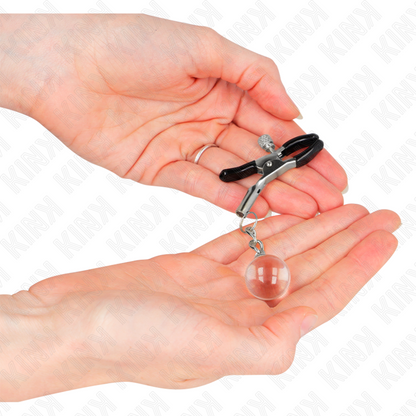 Pinzas Para Pezones Plateadas Con Colgante De Vidrio 6 Cm