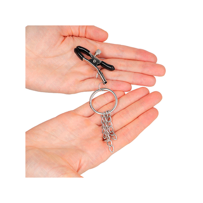 Pinzas Para Pezones Con Aro Y Pequeñas Cadenas Plateado 6 Cm