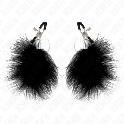 Pinzas Para Pezones Con Pluma Negro 7 Cm