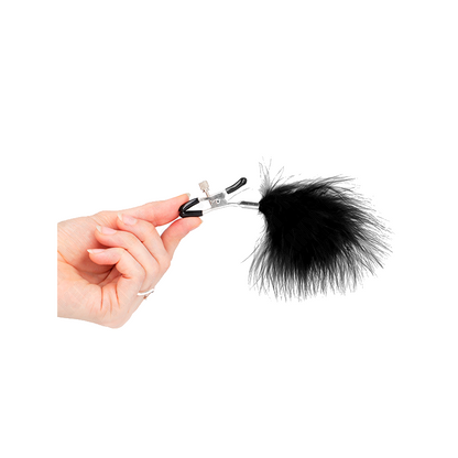 Pinzas Para Pezones Con Pluma Negro 7 Cm