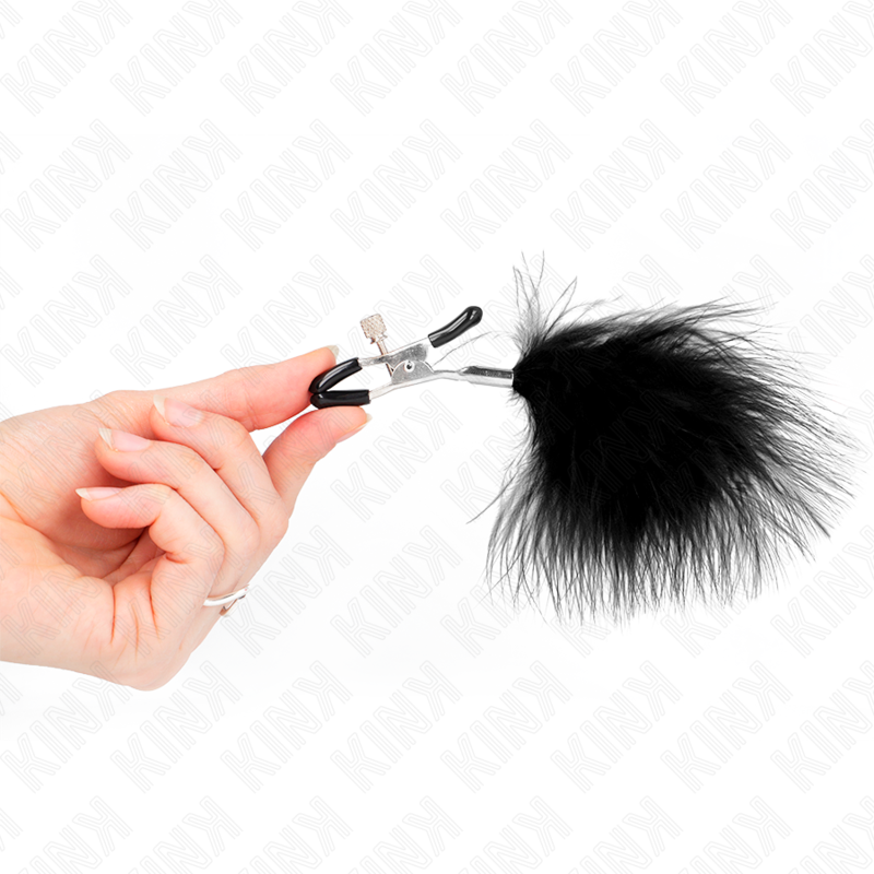 Pinzas Para Pezones Con Pluma Negro 7 Cm